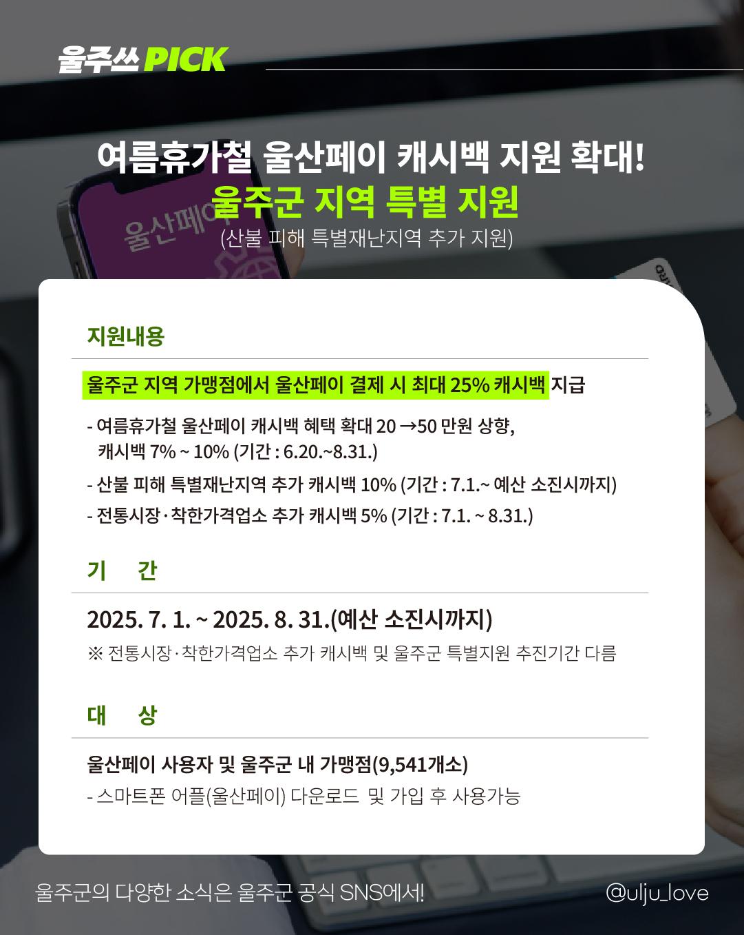울산페이 캐시백 확대지원
