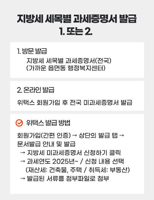 지방세 세목별 과세증명서 발급