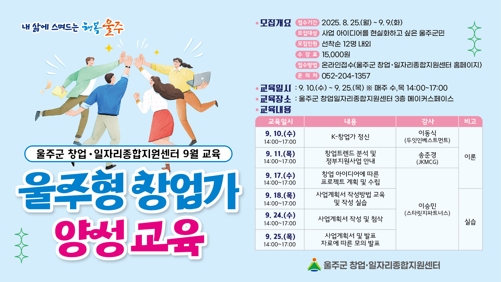 울주형 창업가 양성 교육 홍보